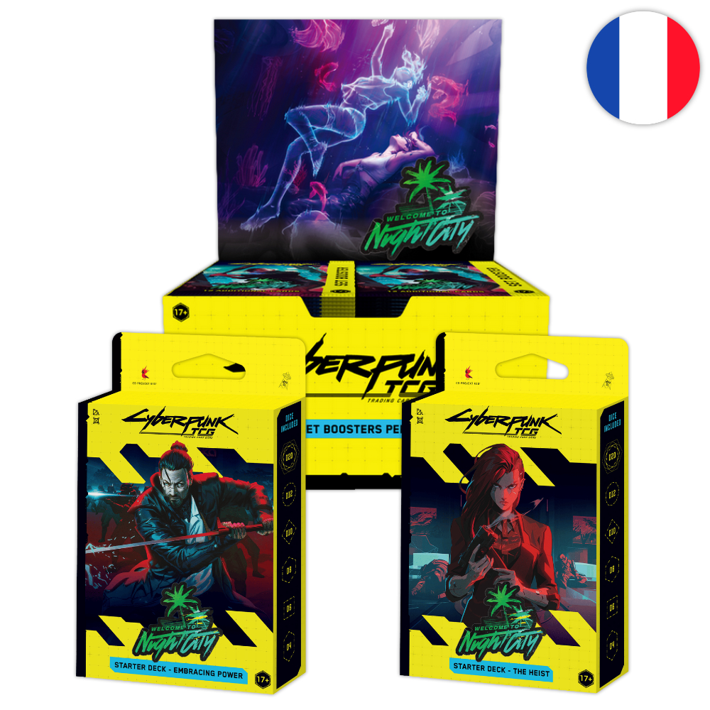 Lot - Display + Starters Deck - Welcome to Night City - FR - Cyberpunk TCG